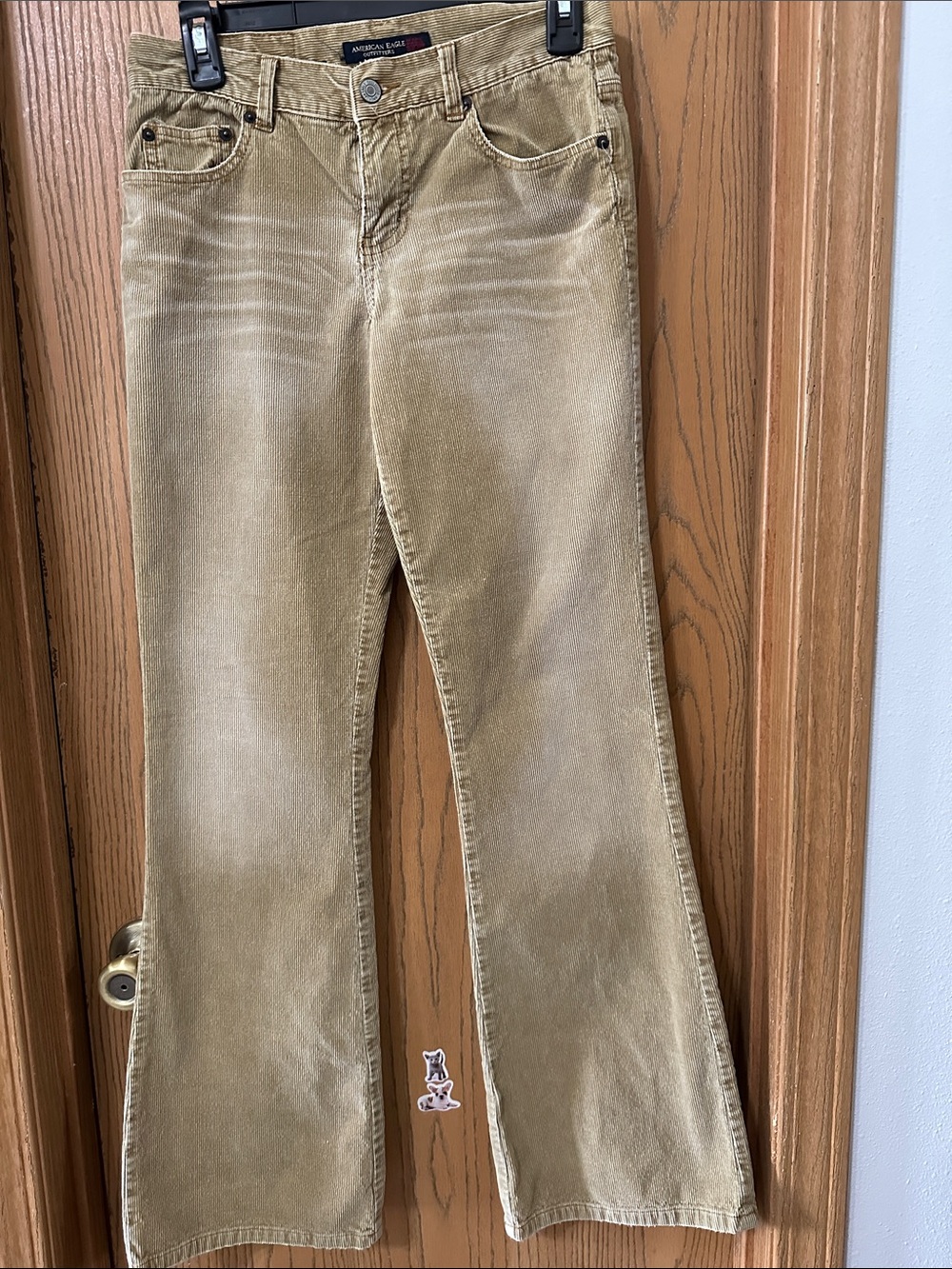 American Eagle Outfitters Women's Faded Khaki Corduroy Flare Jeans